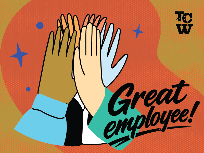 Employees high-fiving