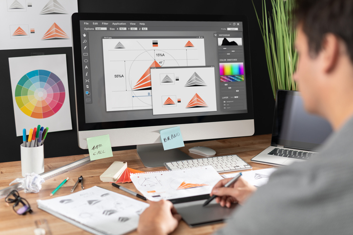campaign logo Graphic designer drawing sketches logo design