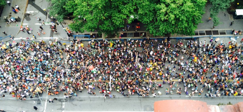 issue-advocacy Overhead view of crowd marching in street