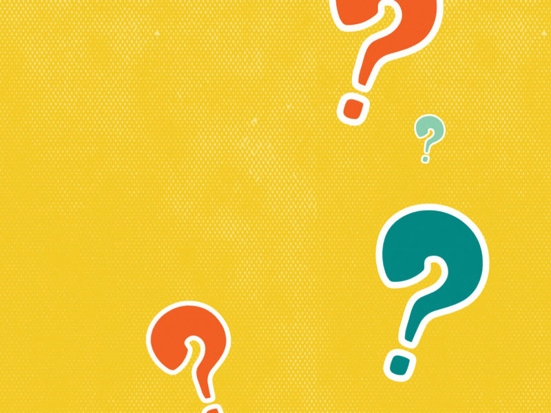 question marks floating around a person