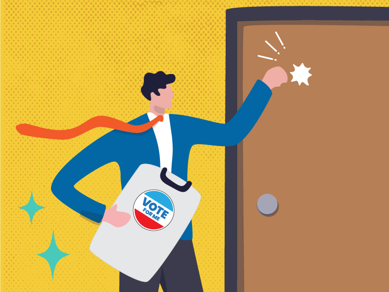 Candidate knocking on a door