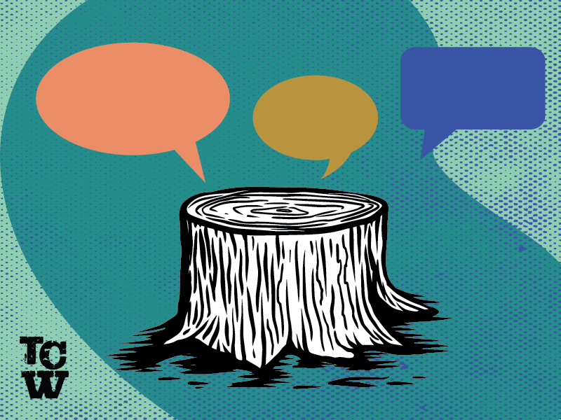 A stump giving a speech