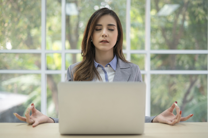 Election stress Stressed woman with laptop