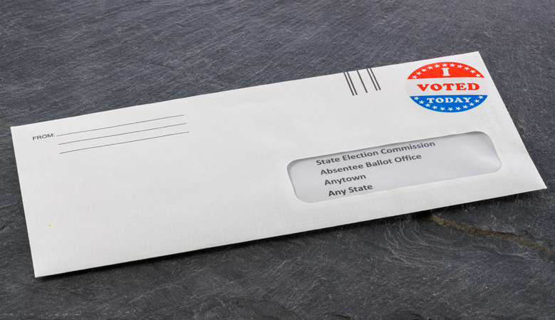 absentee-voting Absentee voting ballot in envelope