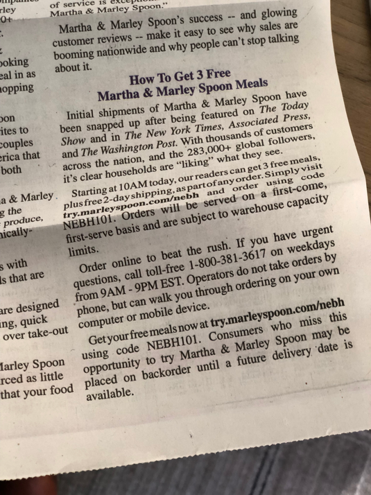 How to get 3 free Martha & Marley Spoon Meals