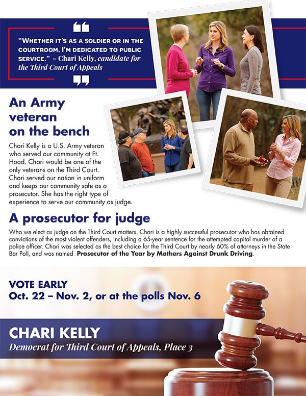 A Veteran and a Prosecutor for Judge digital campaign ad