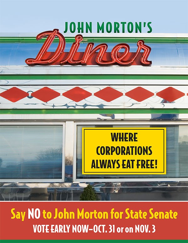John Morton's Diner: Where Corporations Always Eat Free! Political Direct Mail Ad