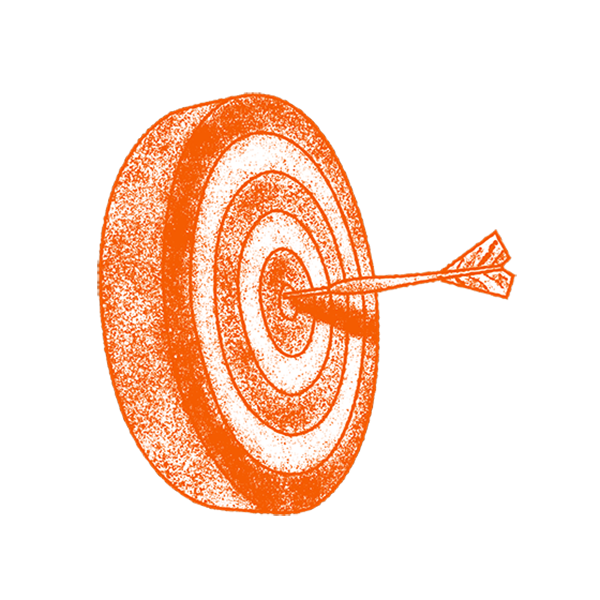 Icon of a target board with a dart in the bullseye