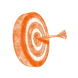 Target training or skill development icon with bullseye and dart