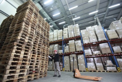 pallets in a warehouse