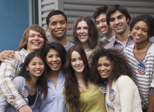 Group of diverse, young voters