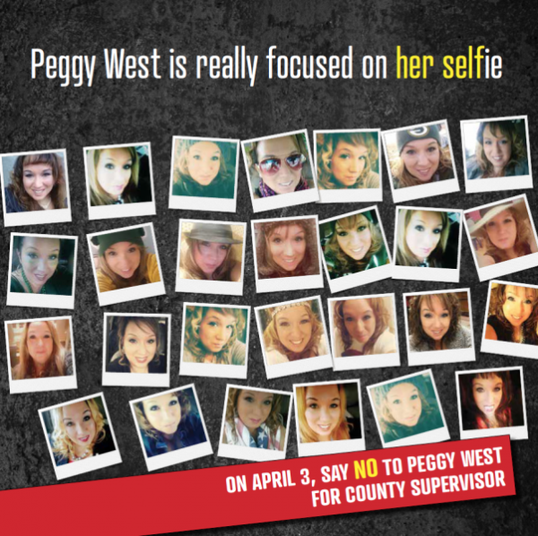 Independent Direct mail piece  15 selfies of the candidate Peggy West