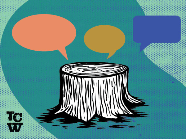 A stump giving a speech