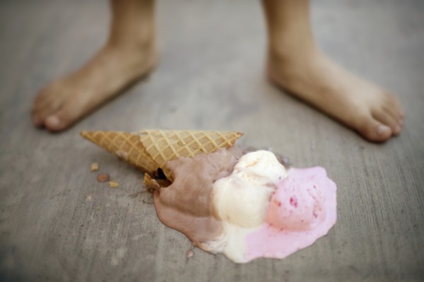 ice cream cone  dropped on the ground -  Local candidate mistakes
